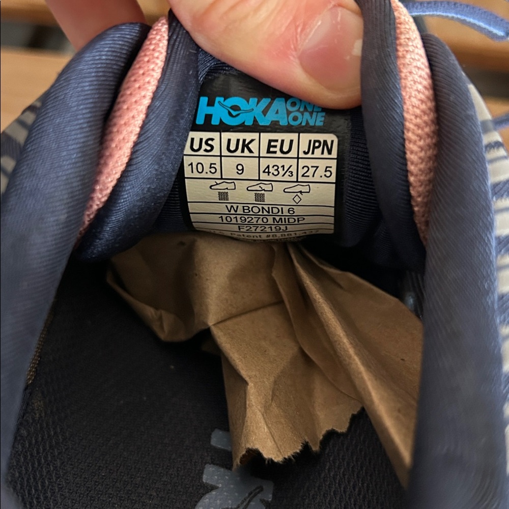 Hoka One One Bondi 6 in Mood Indigo, Dusty Pink Size 10.5 - Picture 8 of 9